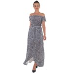 Dark Grey Snake Off Shoulder Open Front Chiffon Dress