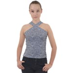 Dark Grey Snake Cross Neck Velour Top