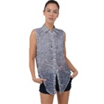 Dark Grey Snake Sleeveless Chiffon Button Shirt