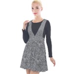 Dark Grey Snake Plunge Pinafore Velour Dress