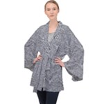 Dark Grey Snake Long Sleeve Velvet Kimono 