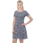 Dark Grey Snake Cap Sleeve Velour Dress 