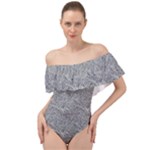 Dark Grey Snake Off Shoulder Velour Bodysuit 