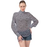 Dark Grey Snake High Neck Long Sleeve Chiffon Top