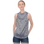 Dark Grey Snake High Neck Satin Top