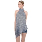 Dark Grey Snake Halter Asymmetric Satin Top