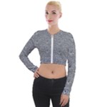 Dark Grey Snake Long Sleeve Cropped Velvet Jacket