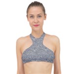 Dark Grey Snake High Neck Bikini Top