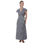 Dark Grey Snake Flutter Sleeve Maxi Dress