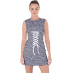 Dark Grey Snake Lace Up Front Bodycon Dress