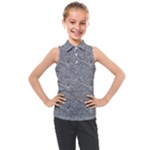 Dark Grey Snake Kids  Sleeveless Polo T-Shirt