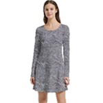 Dark Grey Snake Long Sleeve Velour Skater Dress