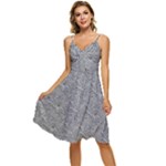 Dark Grey Snake Sleeveless Tie Front Chiffon Dress