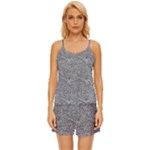 Dark Grey Snake Satin Pajama Short Set
