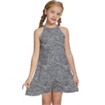 Dark Grey Snake Kids  Halter Collar Waist Tie Chiffon Dress