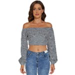 Dark Grey Snake Long Sleeve Crinkled Weave Crop Top