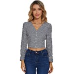 Dark Grey Snake Long Sleeve V-Neck Top