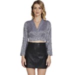 Dark Grey Snake Long Sleeve Tie Back Satin Wrap Top
