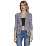 Dark Grey Snake Women s 3/4 Sleeve Ruffle Edge Open Front Jacket