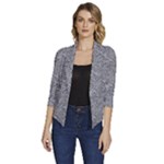 Dark Grey Snake Women s Draped Front 3/4 Sleeve Shawl Collar Jacket
