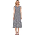 Dark Grey Snake V-Neck Drawstring Shoulder Sleeveless Maxi Dress