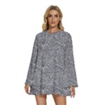 Dark Grey Snake Round Neck Long Sleeve Bohemian Style Chiffon Mini Dress