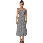 Dark Grey Snake Tie-Strap Tiered Midi Chiffon Dress