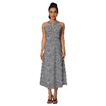 Dark Grey Snake Sleeveless Cross Front Cocktail Midi Chiffon Dress