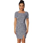 Dark Grey Snake Fitted Knot Split End Bodycon Dress