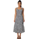 Dark Grey Snake Square Neckline Tiered Midi Dress