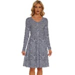 Dark Grey Snake Long Sleeve Dress With Pocket
