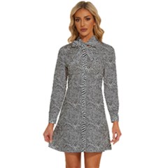 Women s Long Sleeve Bow Deco Button Up Dress 