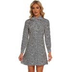 Dark Grey Snake Women s Long Sleeve Bow Deco Button Up Dress