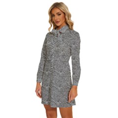 Women s Long Sleeve Bow Deco Button Up Dress 