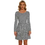 Dark Grey Snake Long Sleeve Wide Neck Velvet Dress