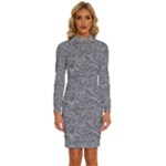 Dark Grey Snake Long Sleeve Shirt Collar Bodycon Dress