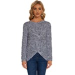 Dark Grey Snake Long Sleeve Crew Neck Pullover Top