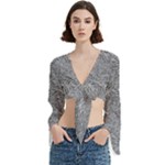 Dark Grey Snake Trumpet Sleeve Cropped Top