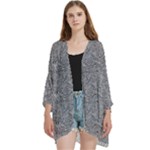 Dark Grey Snake Open Front 3/4 Sleeve Batwing Chiffon Cardigan Kimono