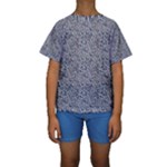 Blue Black Snake Pattern Kids  Short Sleeve Swimwear