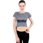 Blue Black Snake Pattern Crew Neck Crop Top