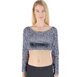 Blue Black Snake Pattern Long Sleeve Crop Top