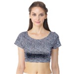 Blue Black Snake Pattern Short Sleeve Crop Top