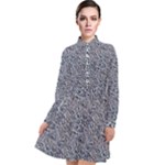 Blue Black Snake Pattern Long Sleeve Chiffon Shirt Dress