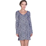 Blue Black Snake Pattern Long Sleeve Nightdress