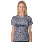 Blue Black Snake Pattern V-Neck Sport Mesh T-Shirt