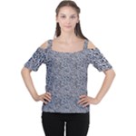 Blue Black Snake Pattern Cutout Shoulder T-Shirt