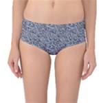 Blue Black Snake Pattern Mid-Waist Bikini Bottoms