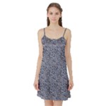 Blue Black Snake Pattern Satin Night Slip