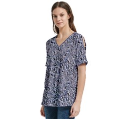 V-Neck Split Shoulder Casual T-Shirt 